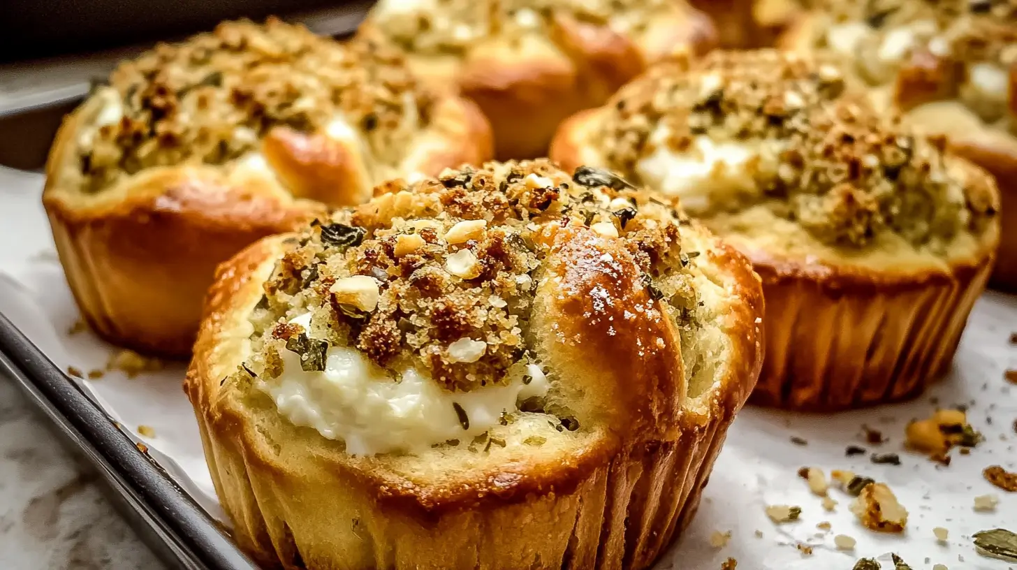 Moist pistachio muffins topped with glaze and crushed nuts.